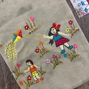 Bokja Studio Handmade Embroidered Migration Tote Bag Linen Blend RARE